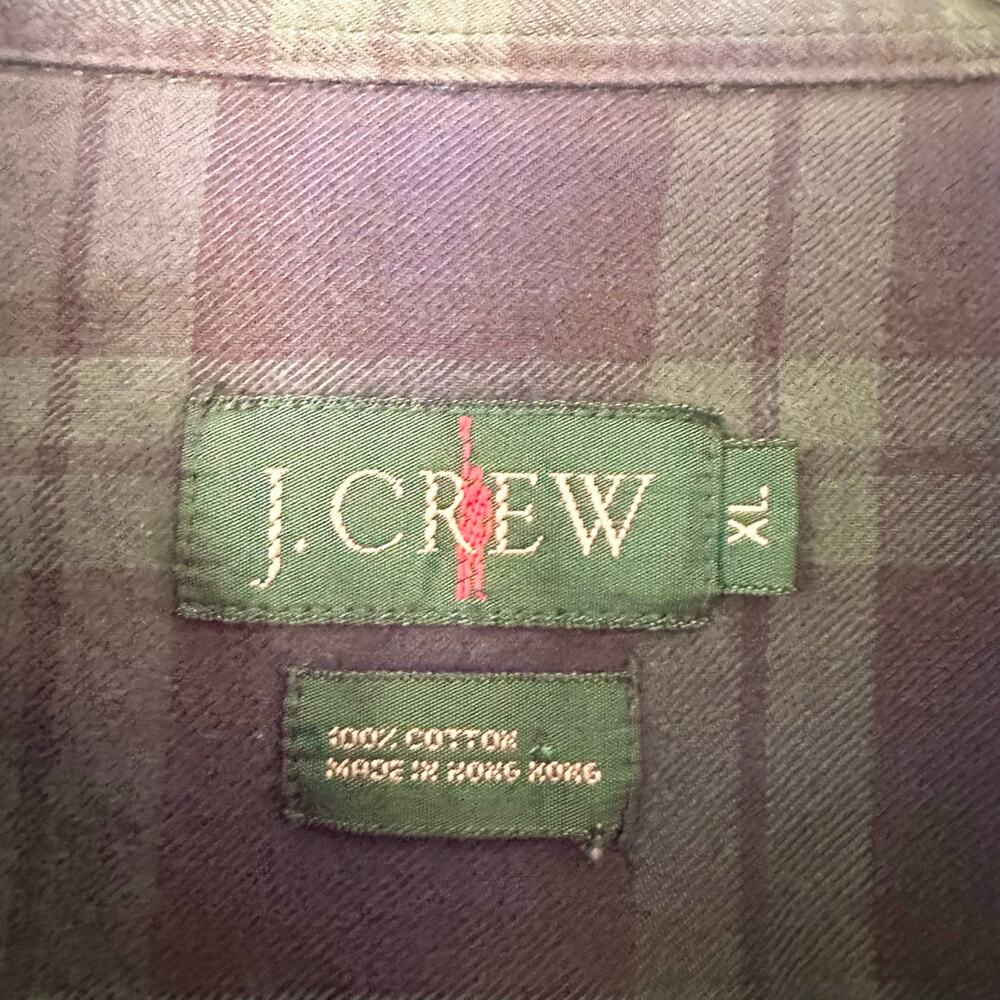 J Crew Vintage Oarman Blue Green Cotton Flannel Plaid Button Down Shirt XL Men - Picture 6 of 8